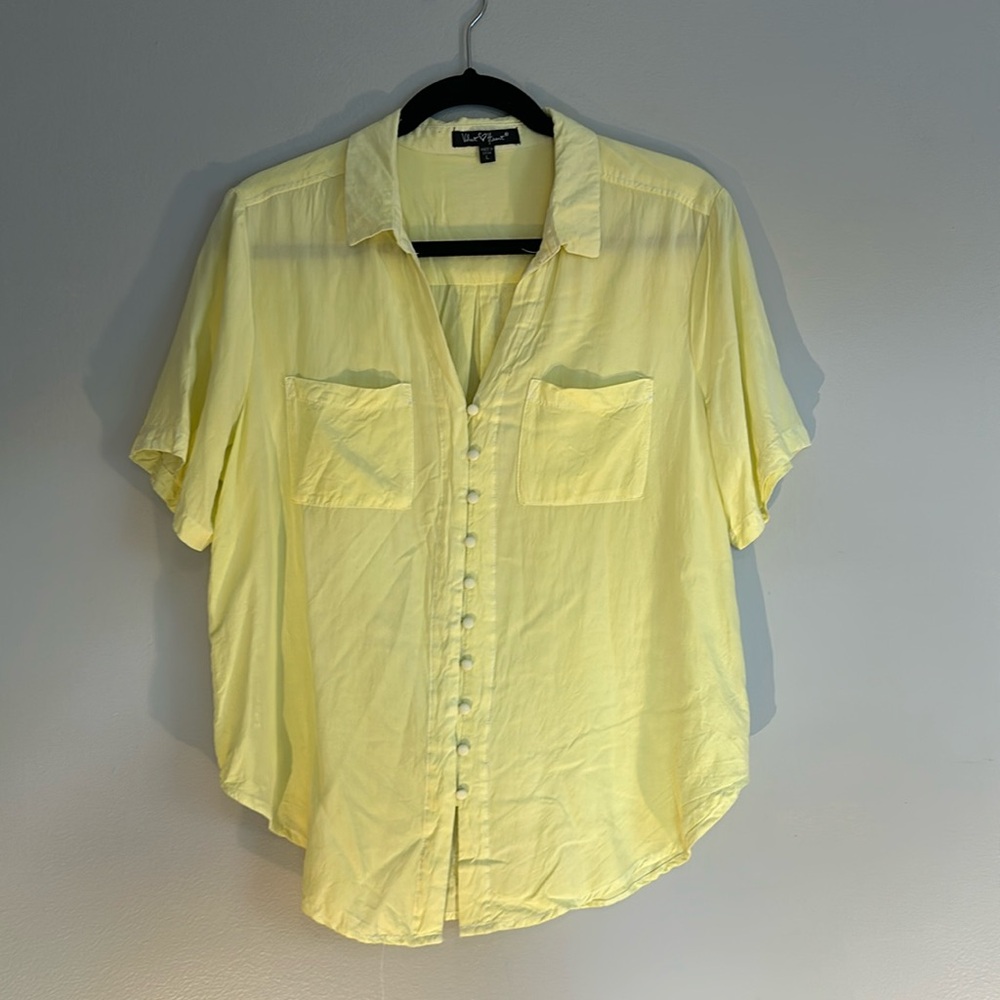 VGUC yellow Velvet Heart blouse size large